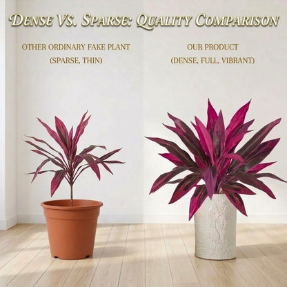 2Pcs Large Artificial Boston Fern & Dragon's Blood Tree Plants | Vibrant Pink Purple Faux Plants for Garden Patio Balcony Decor 🌼