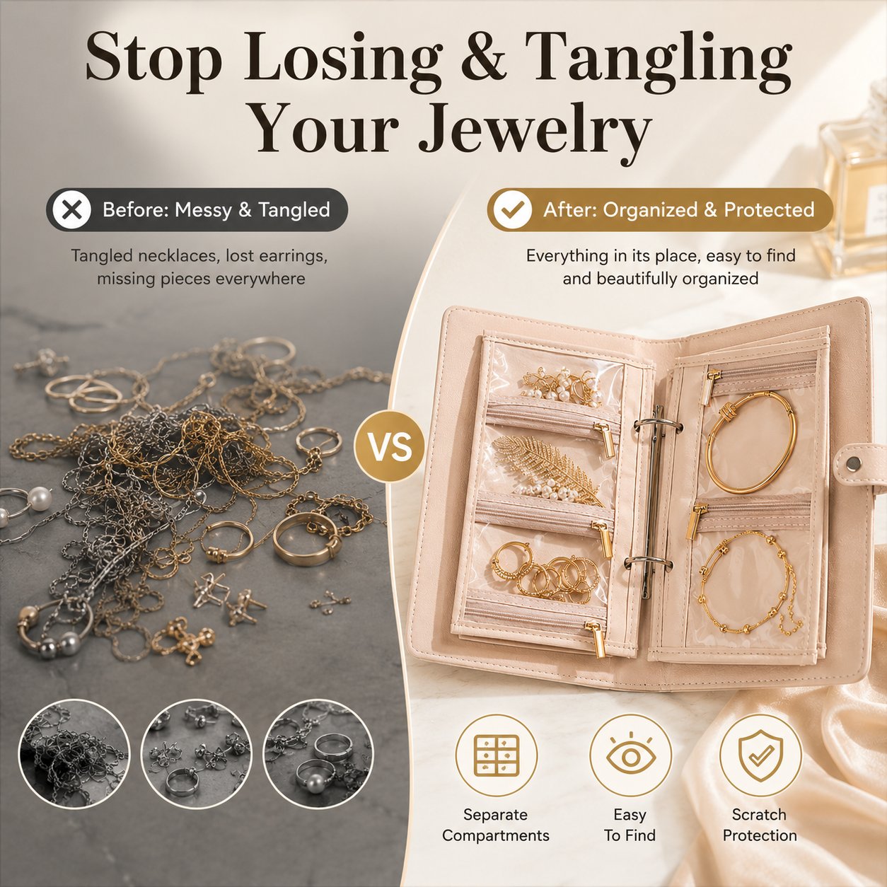 No More Tangled Necklaces – Luxury Travel Jewelry Organizer Book
