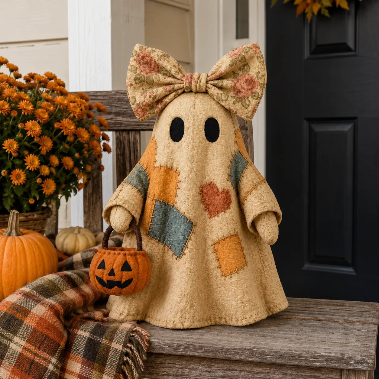 Lighted Vintage Patchwork Ghost