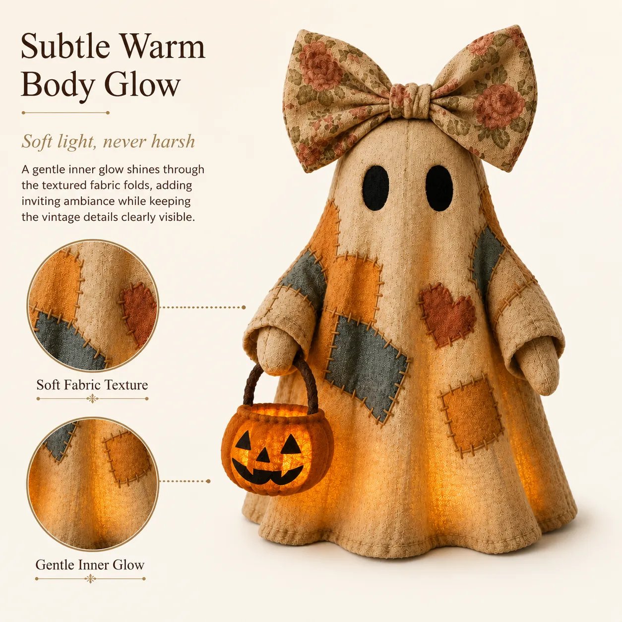 Lighted Vintage Patchwork Ghost