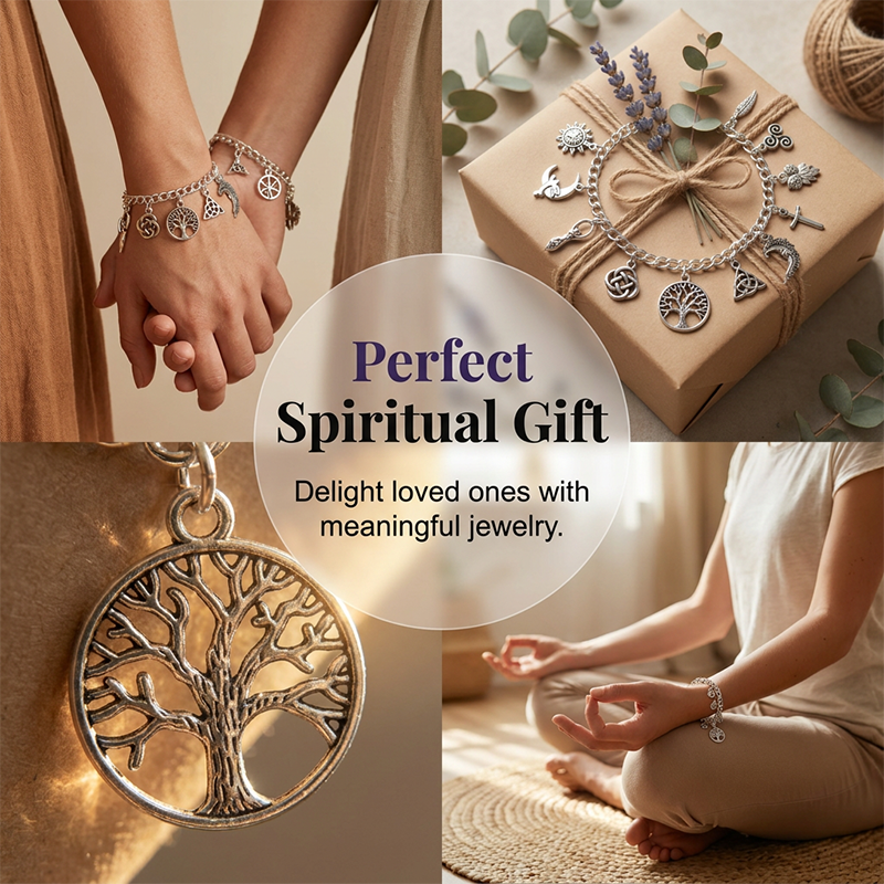 📿 LIMITED-TIME 50% OFF! ✨ Vintage Pagan Charm Bracelet – Spiritual Symbols. Antique Silver. Bohemian Style 🌙