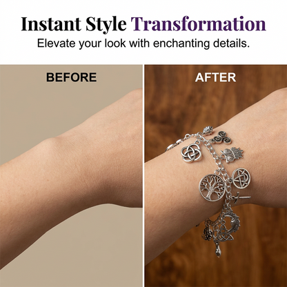 📿 LIMITED-TIME 50% OFF! ✨ Vintage Pagan Charm Bracelet – Spiritual Symbols. Antique Silver. Bohemian Style 🌙