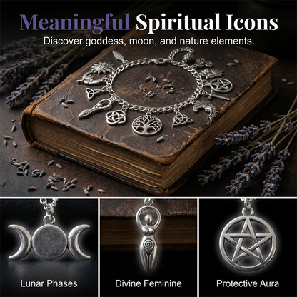 📿 LIMITED-TIME 50% OFF! ✨ Vintage Pagan Charm Bracelet – Spiritual Symbols. Antique Silver. Bohemian Style 🌙