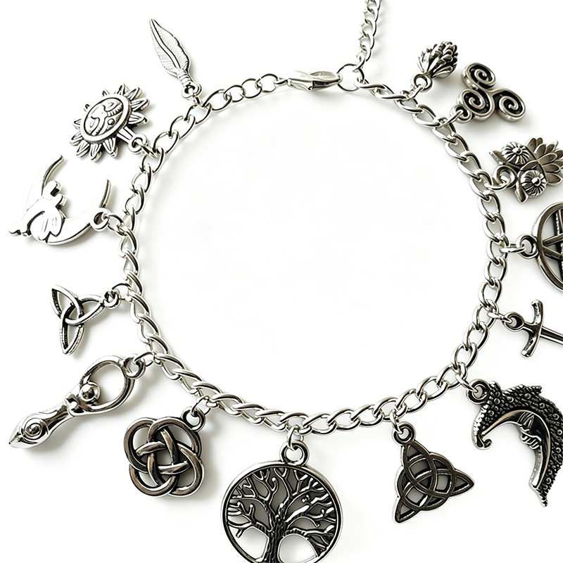 📿 LIMITED-TIME 50% OFF! ✨ Vintage Pagan Charm Bracelet – Spiritual Symbols. Antique Silver. Bohemian Style 🌙