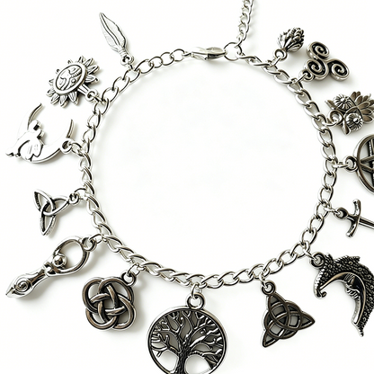 📿 LIMITED-TIME 50% OFF! ✨ Vintage Pagan Charm Bracelet – Spiritual Symbols. Antique Silver. Bohemian Style 🌙